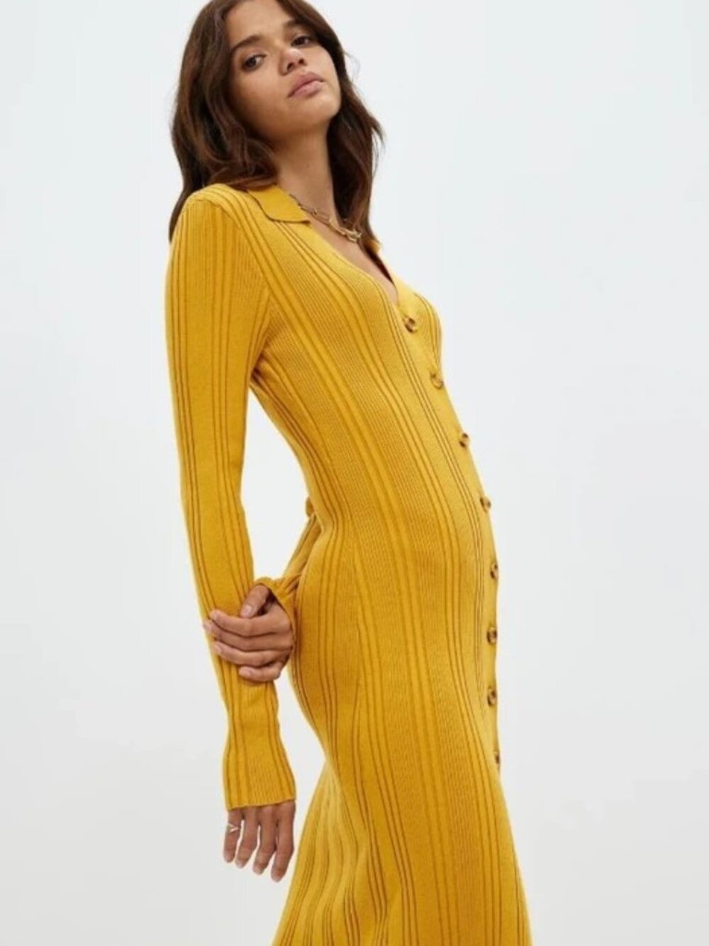 Reformation Deep Yellow Midi Dress size small